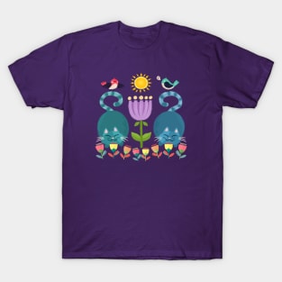 A Sunshine Day For Cats And Songbirds In The Tulip Garden T-Shirt